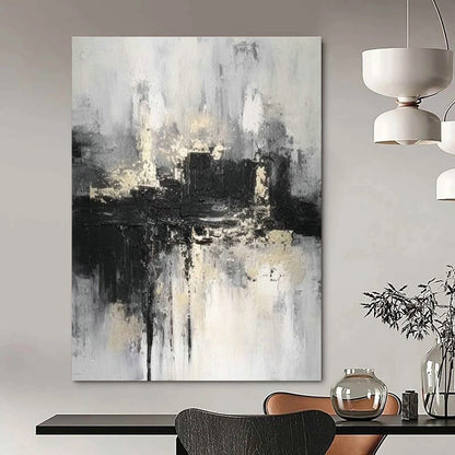 Black - White - Gray Abstract Art for Sophisticated Library & Industrial - Style Loft DLZ0866