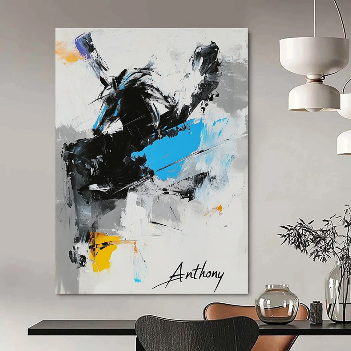 Abstract Black Horse for Equestrian - Themed Home & Bold Art Gallery STSC349