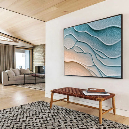 Blue - Gray Sand Waves Art for Coastal Home & Spa Retreat SC452