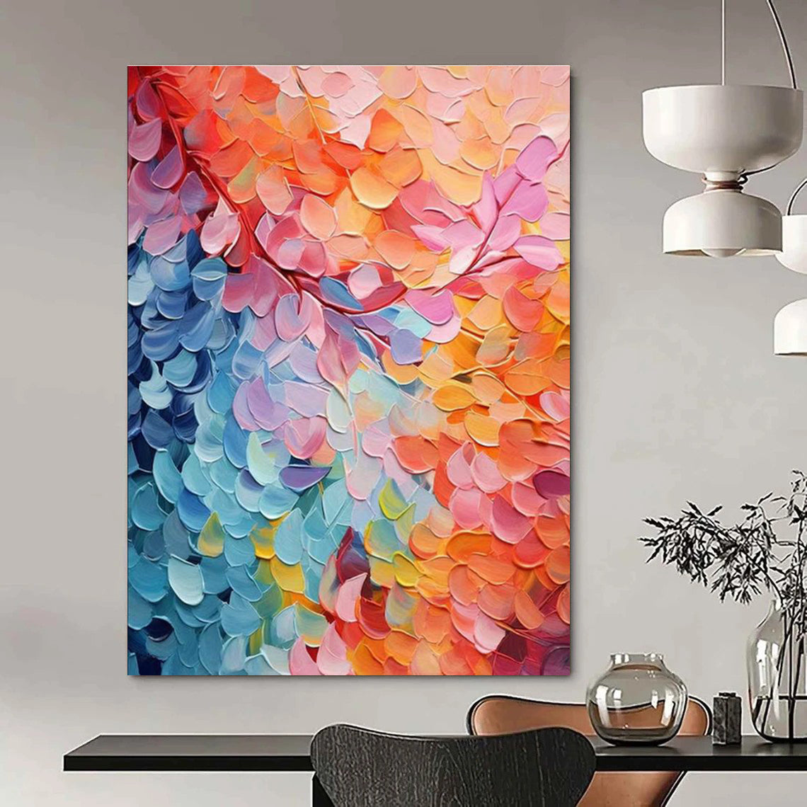 Colorful Leaf Canopy Art for Botanical Garden Café & Eco - Friendly Home DLZ2355