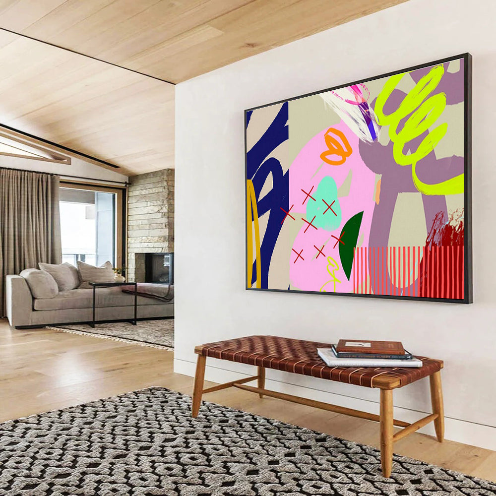 Colorful Graffiti - Style Abstract Art for Urban Café Exteriors DLZ2584