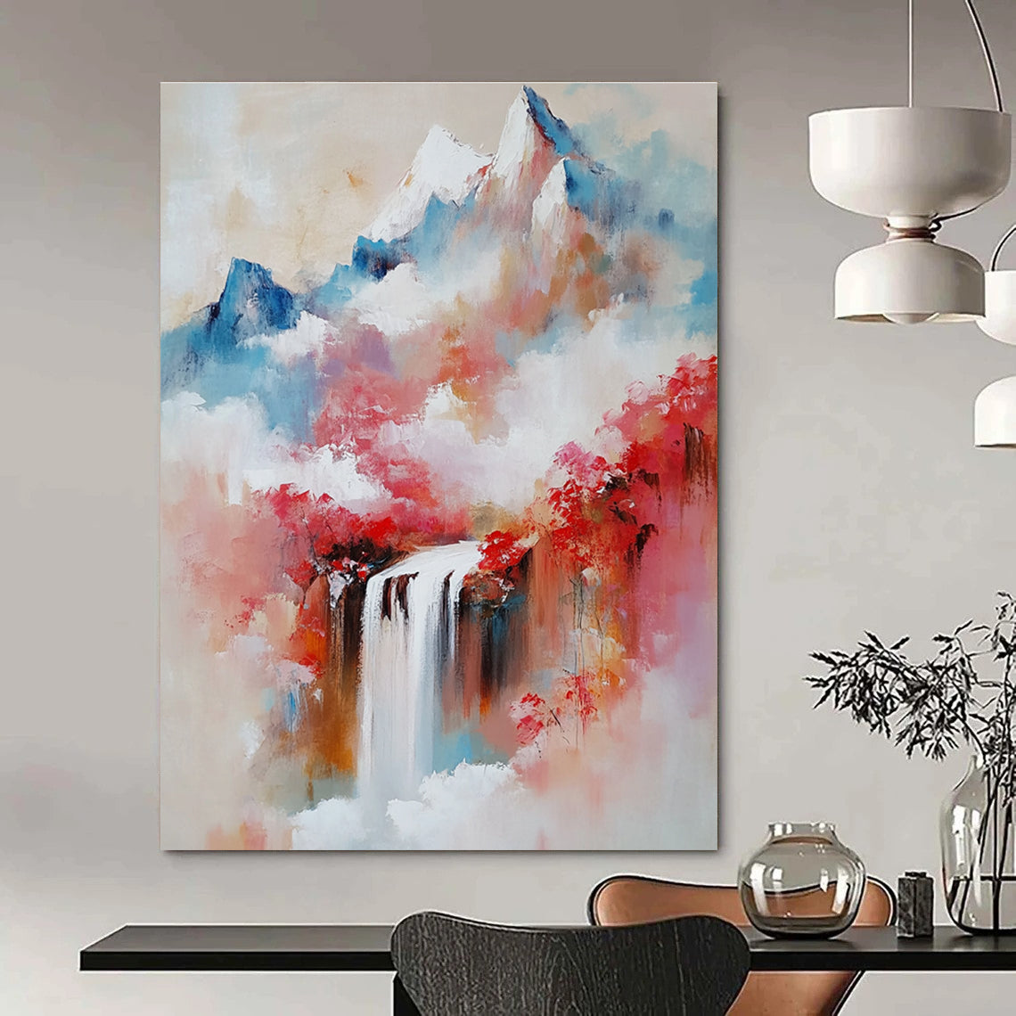 Colorful Mountain and Waterfall for Spa Retreat Lounge & Nature - Lover’s Bedroom STSC171