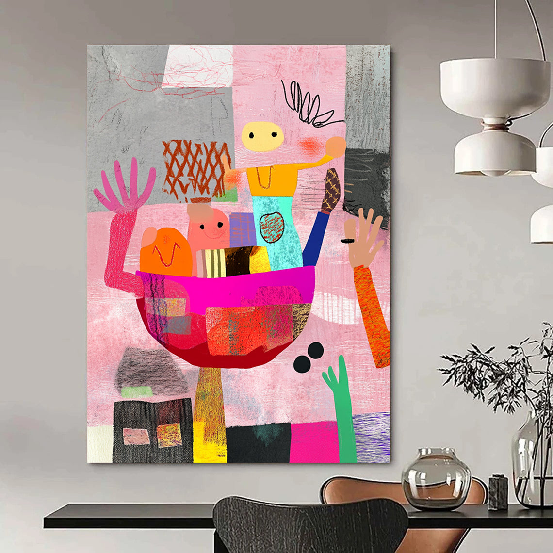 Playful Abstract Figures for Family - Friendly Daycare & Whimsical Art Studio STSC968