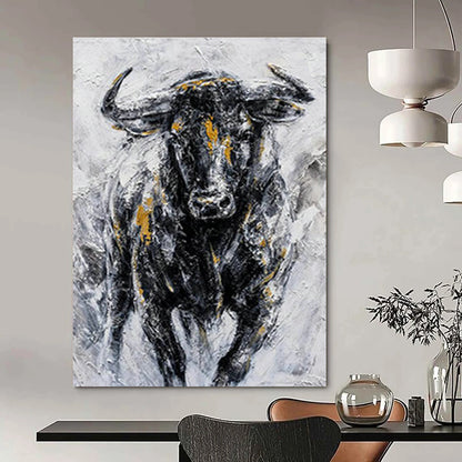 Textured Bull Portrait Art for Rustic Ranch House & Art - Centric Restaurant DLZ2155