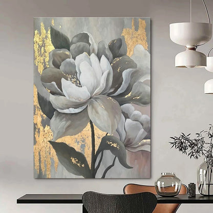 Gray - Gold Floral Art for Luxury Hotel Lobby & Elegant Dining Room DLZ2320