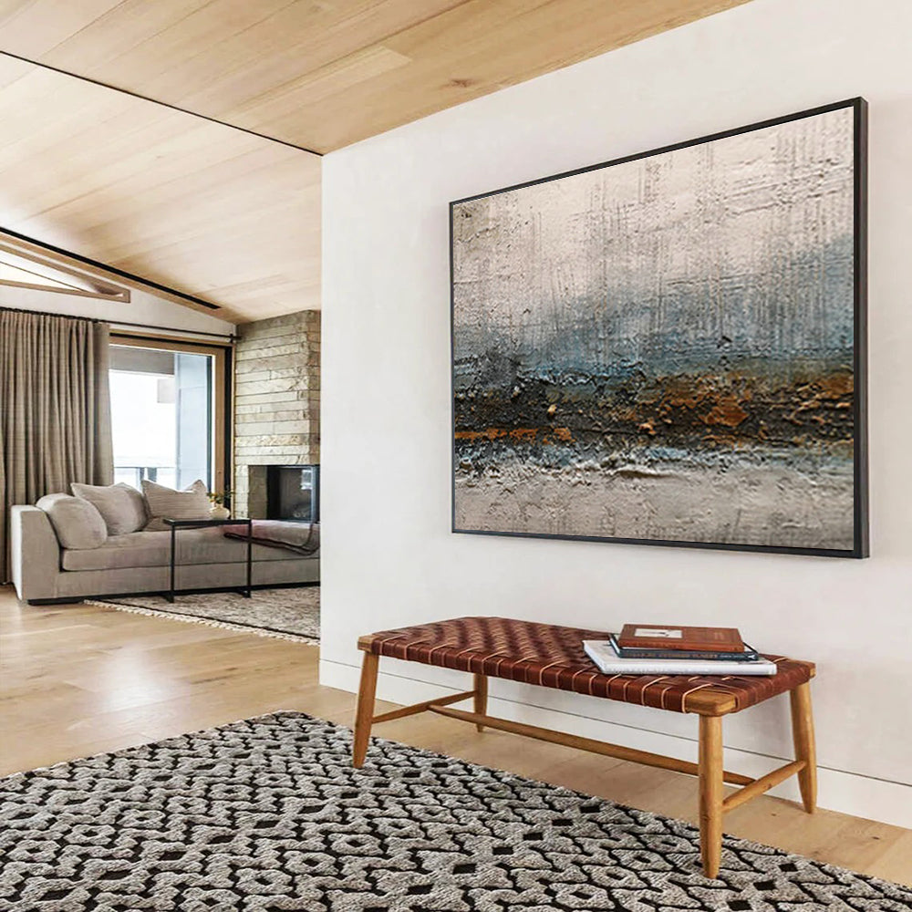 Grey - White - Blue Abstract Art for Industrial - Style Hallway DLZ2758