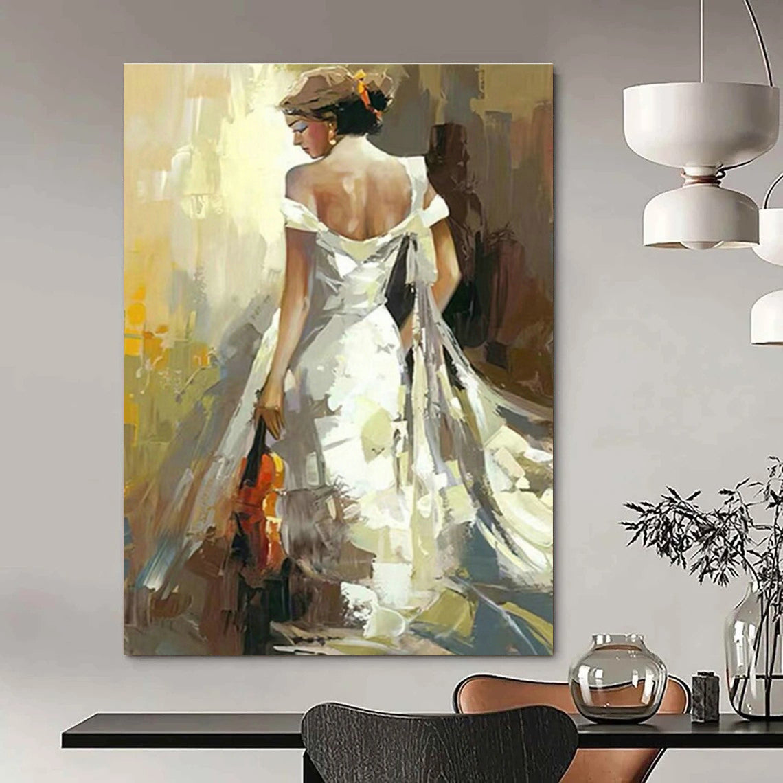 Artistic Woman with Violin Art for Music Room & Boho - Chic Living Space DLZ1964