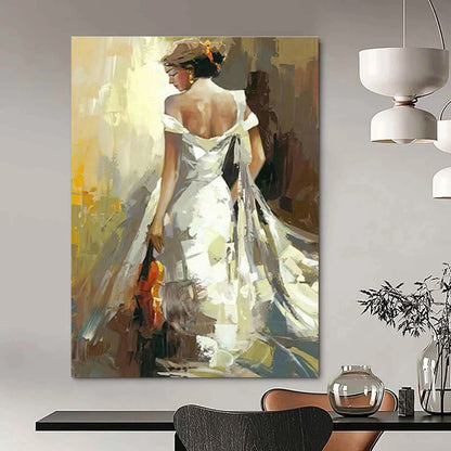 Artistic Woman with Violin Art for Music Room & Boho - Chic Living Space DLZ1964