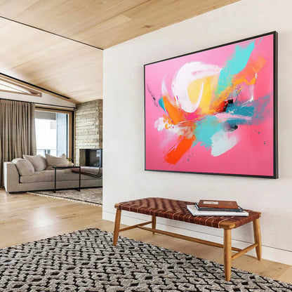 Pink - Colored Abstract Burst Art for Fashion Boutique & Modern Dining Room SC224