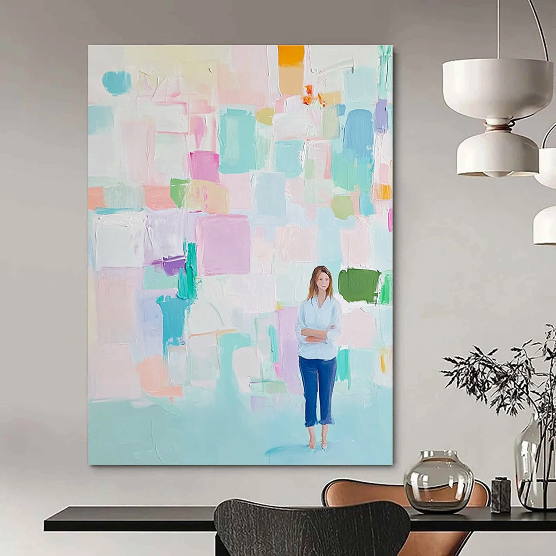 Colorful Abstract with Figure for Art - Inspired Living Room & Creative Studio STSC447