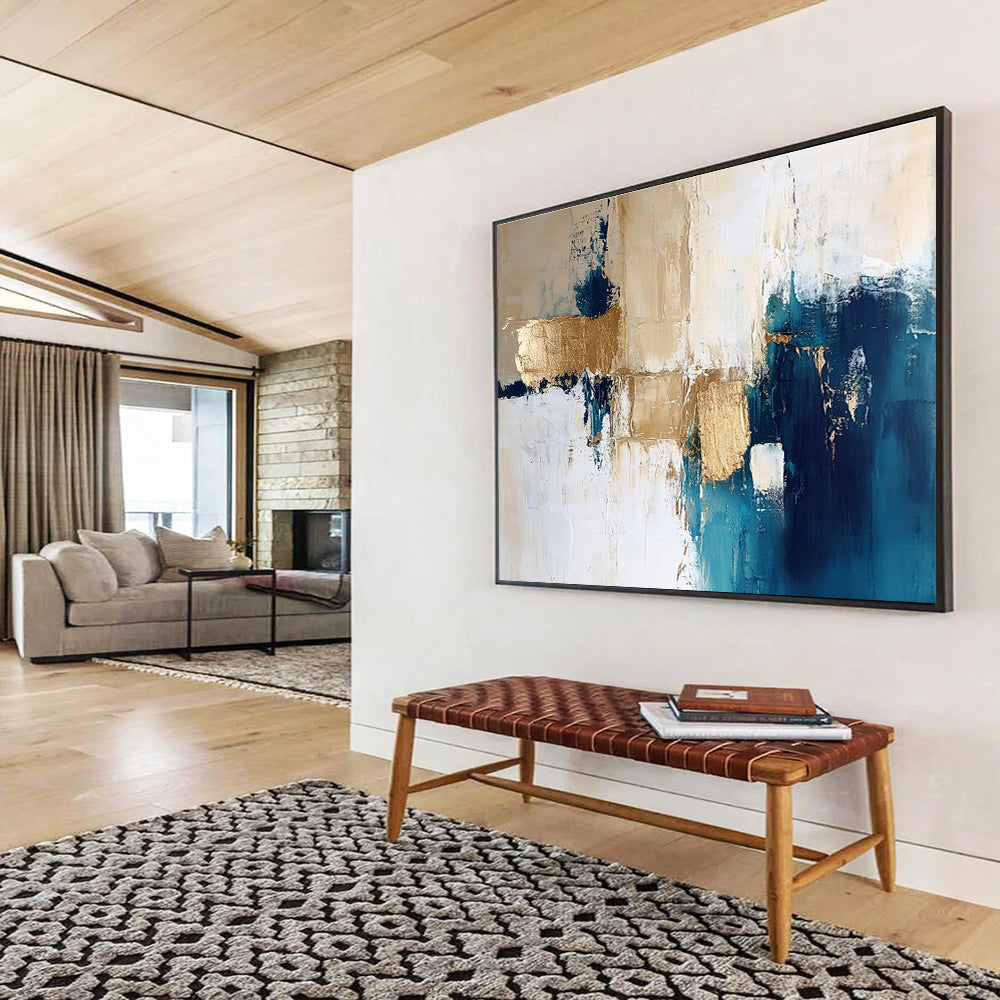 Blue - Gold Geometric Abstract for Design Studio & Urban Loft SC024