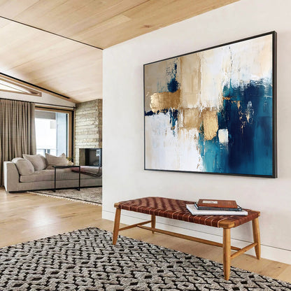 Blue - Gold Geometric Abstract for Design Studio & Urban Loft SC024