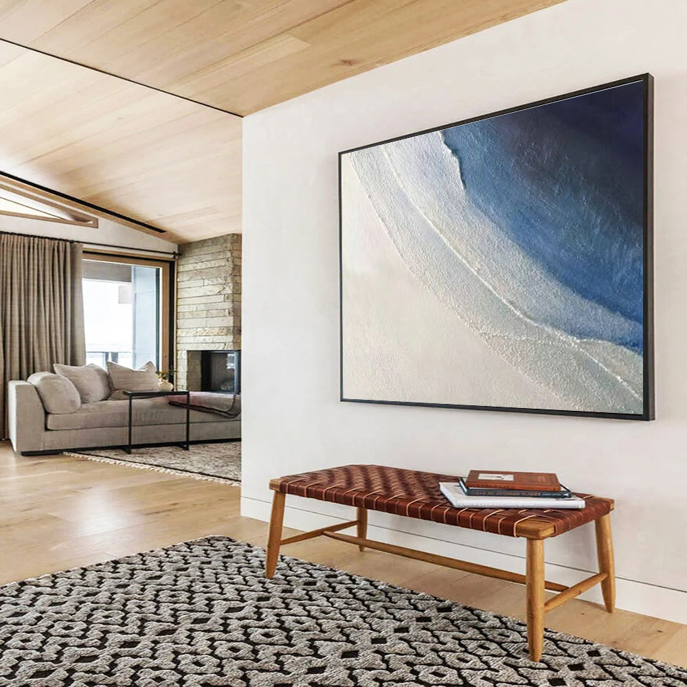 Blue - White Abstract Art for Minimalist Home Bedroom Relaxation Zones DLZ3278