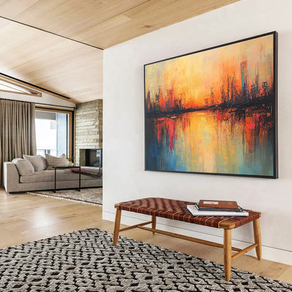 Abstract City Sunset Art for Rooftop Bar & Urban Home SC037