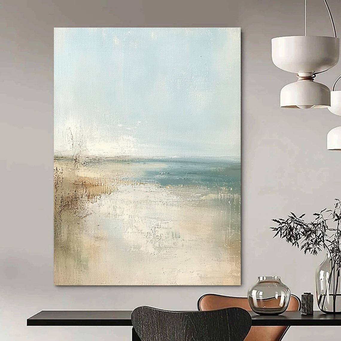 Minimalist Beach Abstract in Soft Tones for Minimalist Bedroom & Meditation Center STSC158