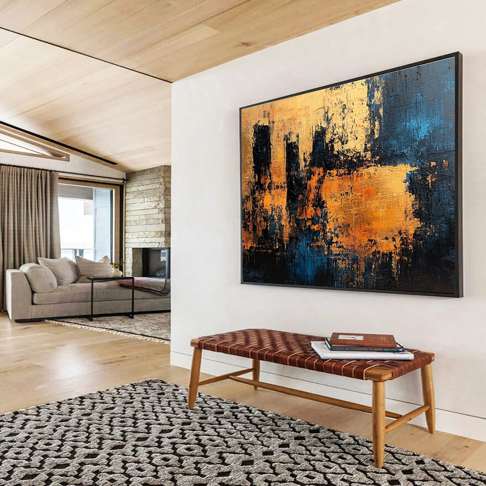 Cityscape in Blue and Orange Art for Urban Loft & Architecture Firm SC371