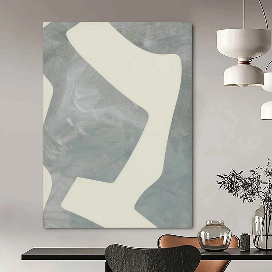 Light Gray Geometric Abstract Art for Minimalist Office & Modern Living Room DLZ0710