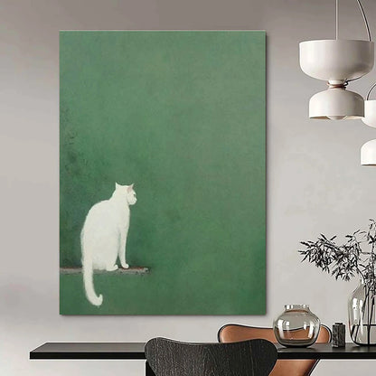 White Cat Back View Art for Bedroom & Living Room DLZ0432