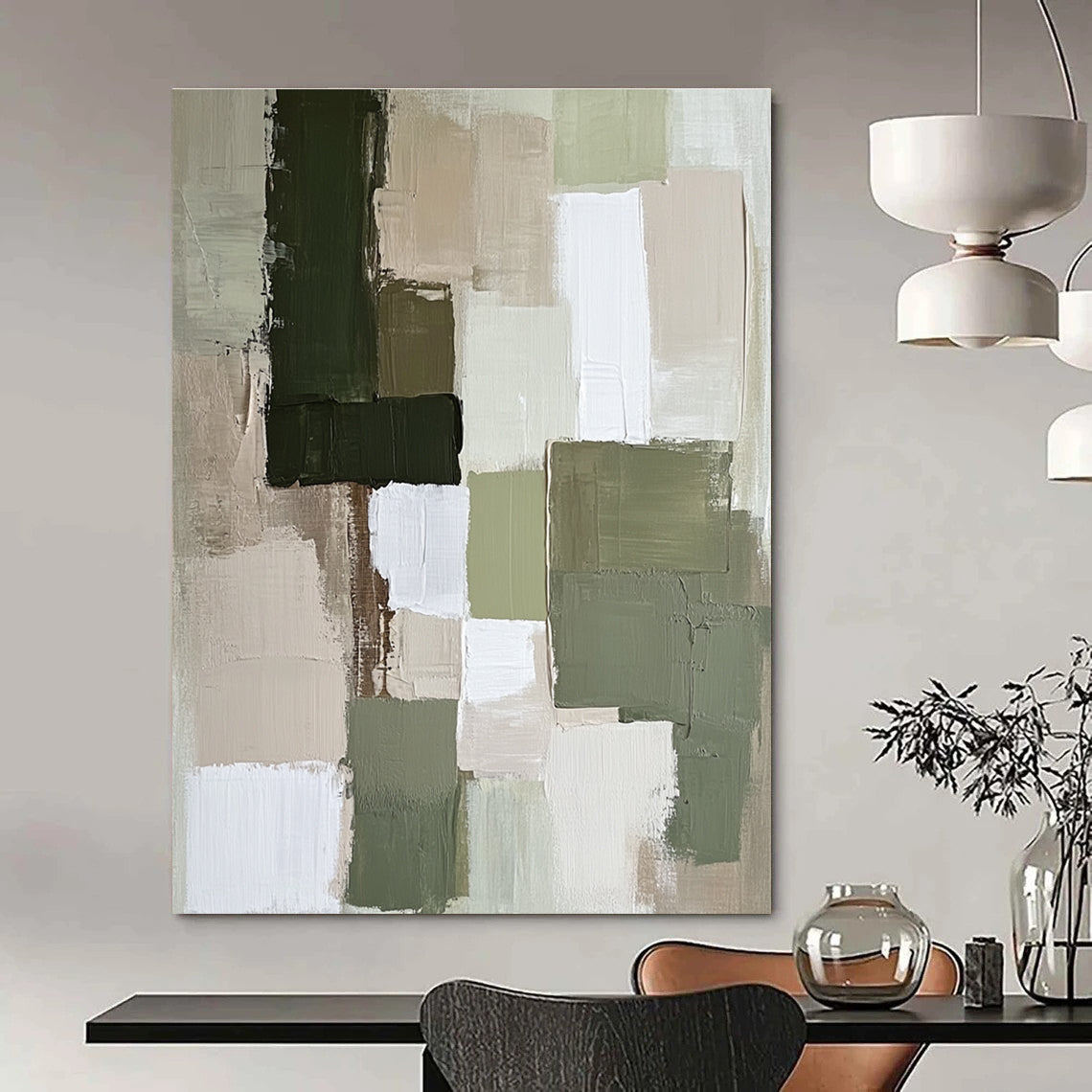 Earthy Green and Beige Blocks for Rustic Cottage Living Room & Nature - Lover’s Study STSC767
