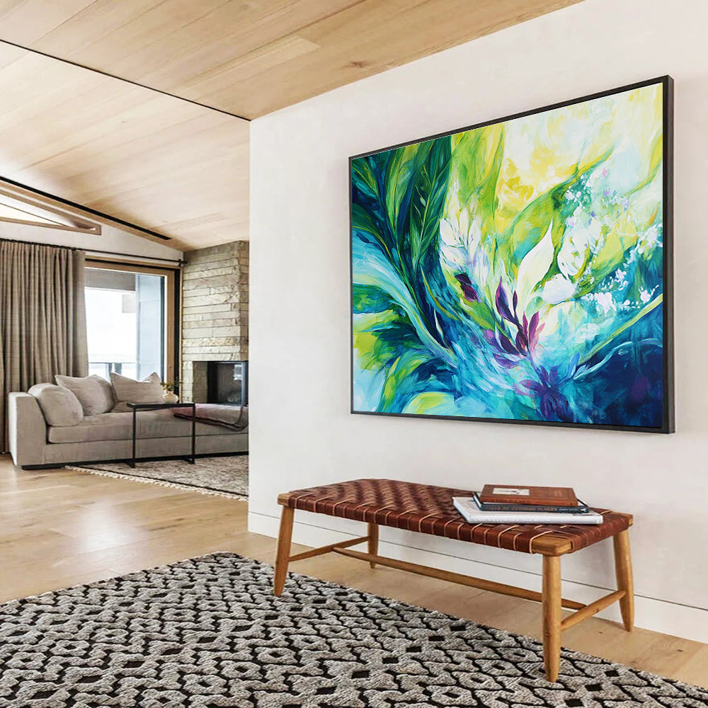 Vibrant Floral Abstraction Art for Luxury Home Living Room & High - End Spa SC431