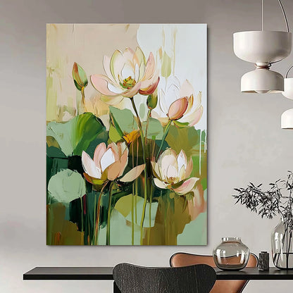 Impasto Lotus Flowers for Zen - Inspired Home & Spiritual Art Space STSC188