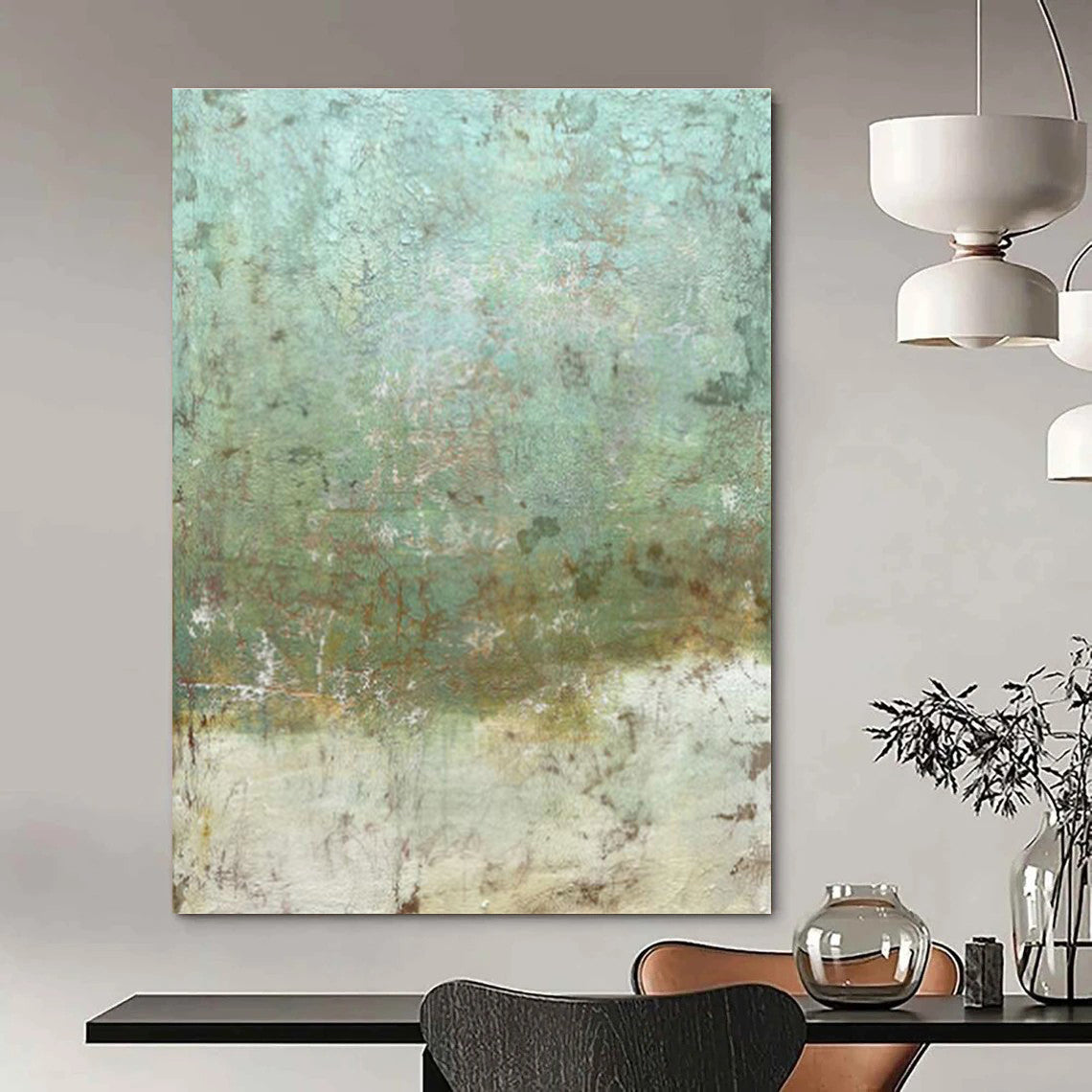 Teal Abstract Texture Art for Coastal Home & Spa Retreat DLZ2172