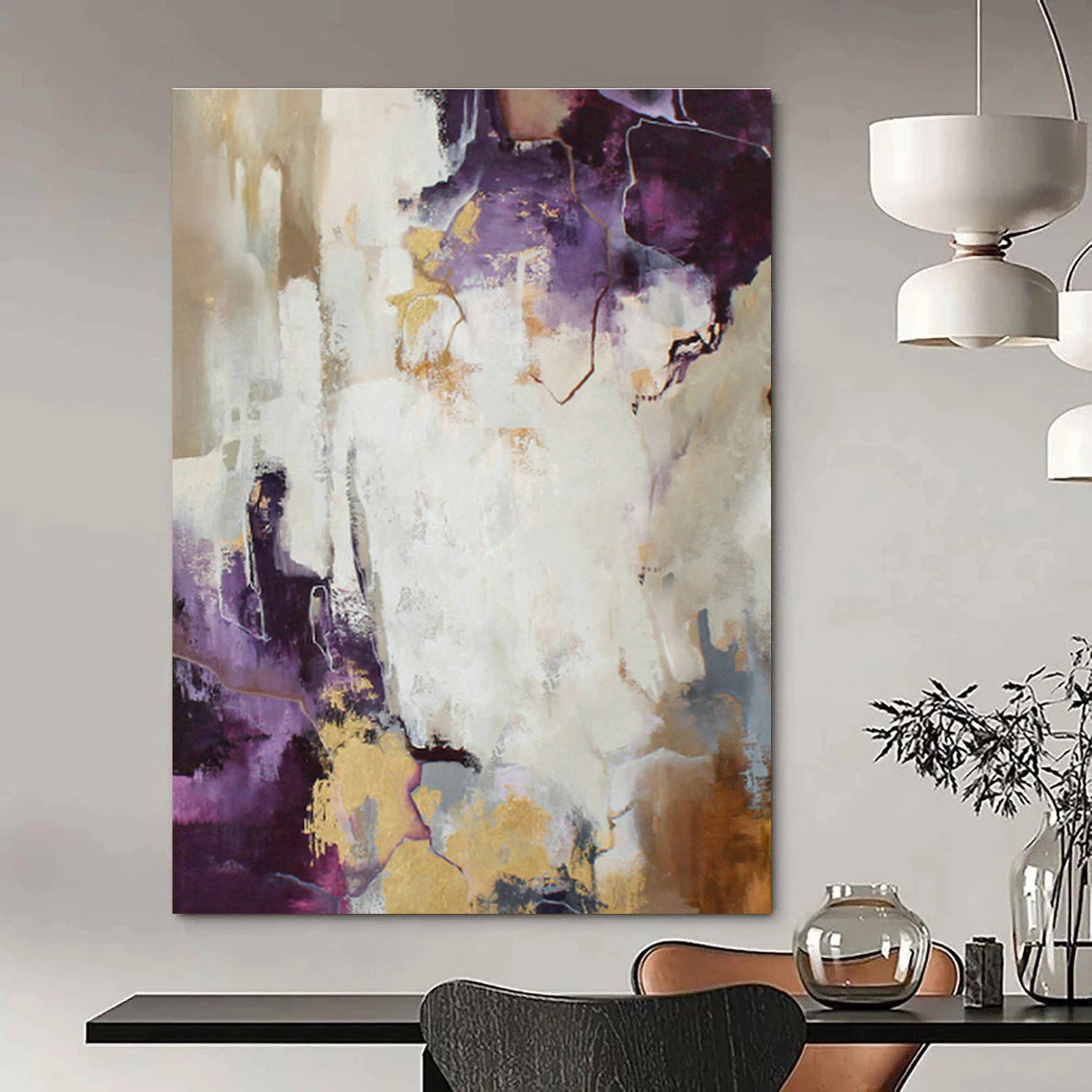 Luxe Purple - Gold Abstract Art for Bedroom & Living Room DLZ0398