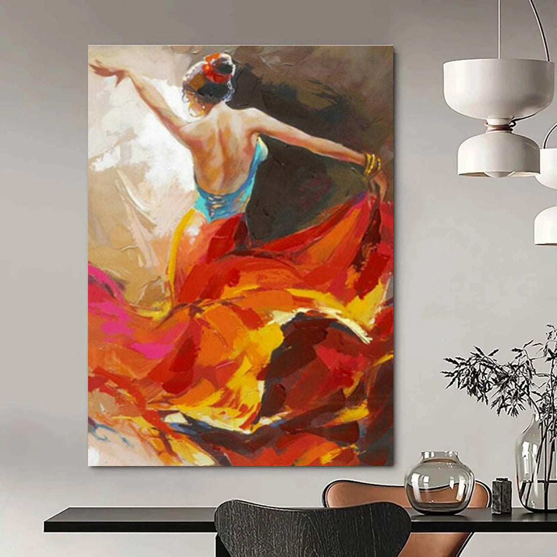 Vibrant Dancing Figure Art for Ballroom & Cultural Center DLZ2016