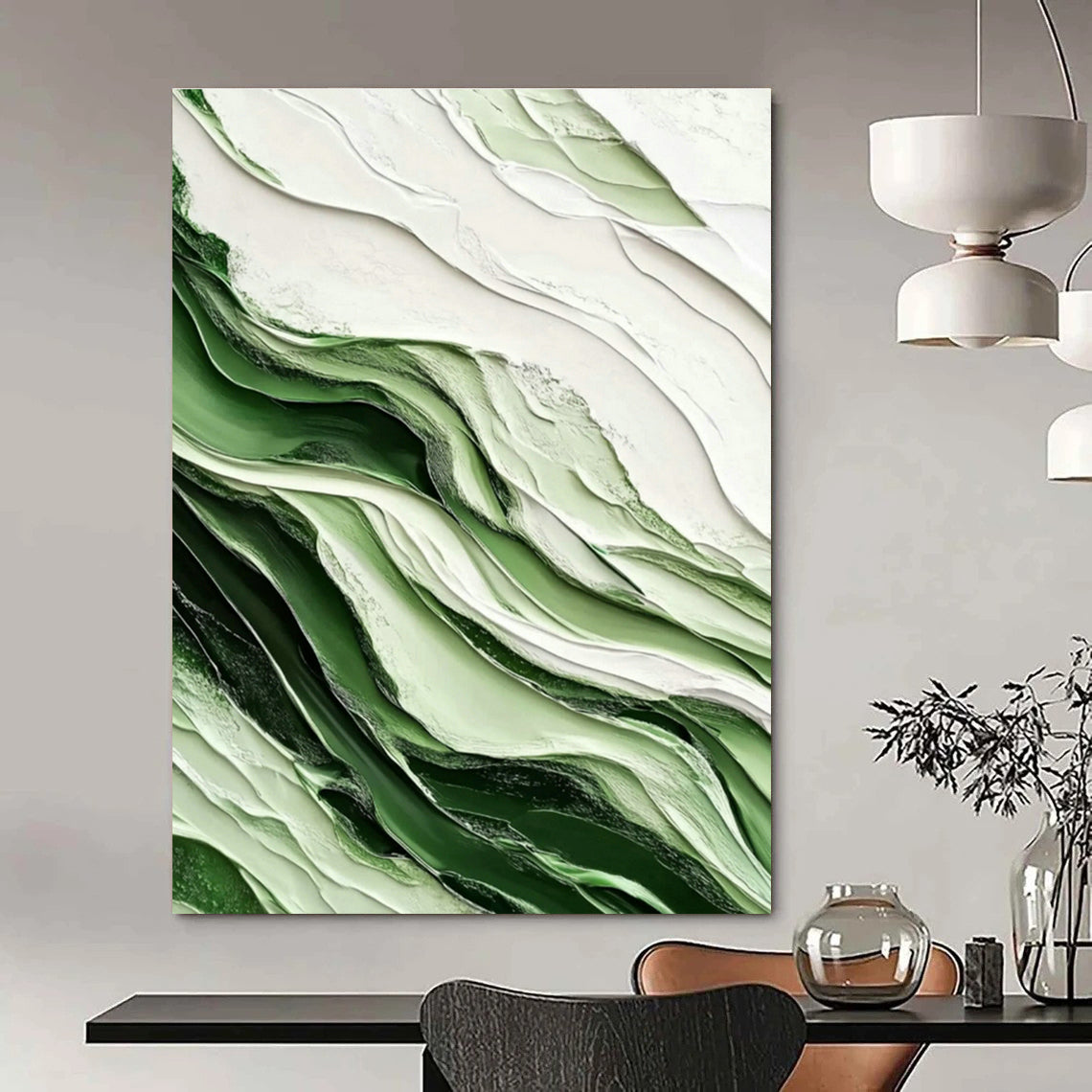 Green Textured Abstract Art for Modern Office & Zen - Inspired Home DLZ0733
