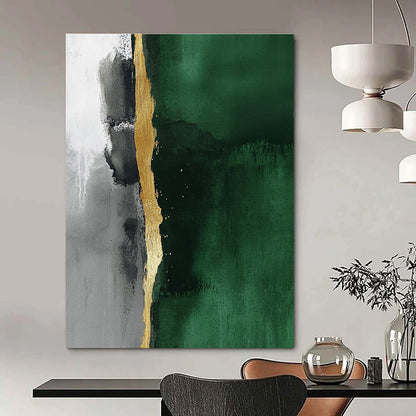 Green - Gold Abstract Divide Art for Eco - Friendly Boutique & Modern Art Café STSC129