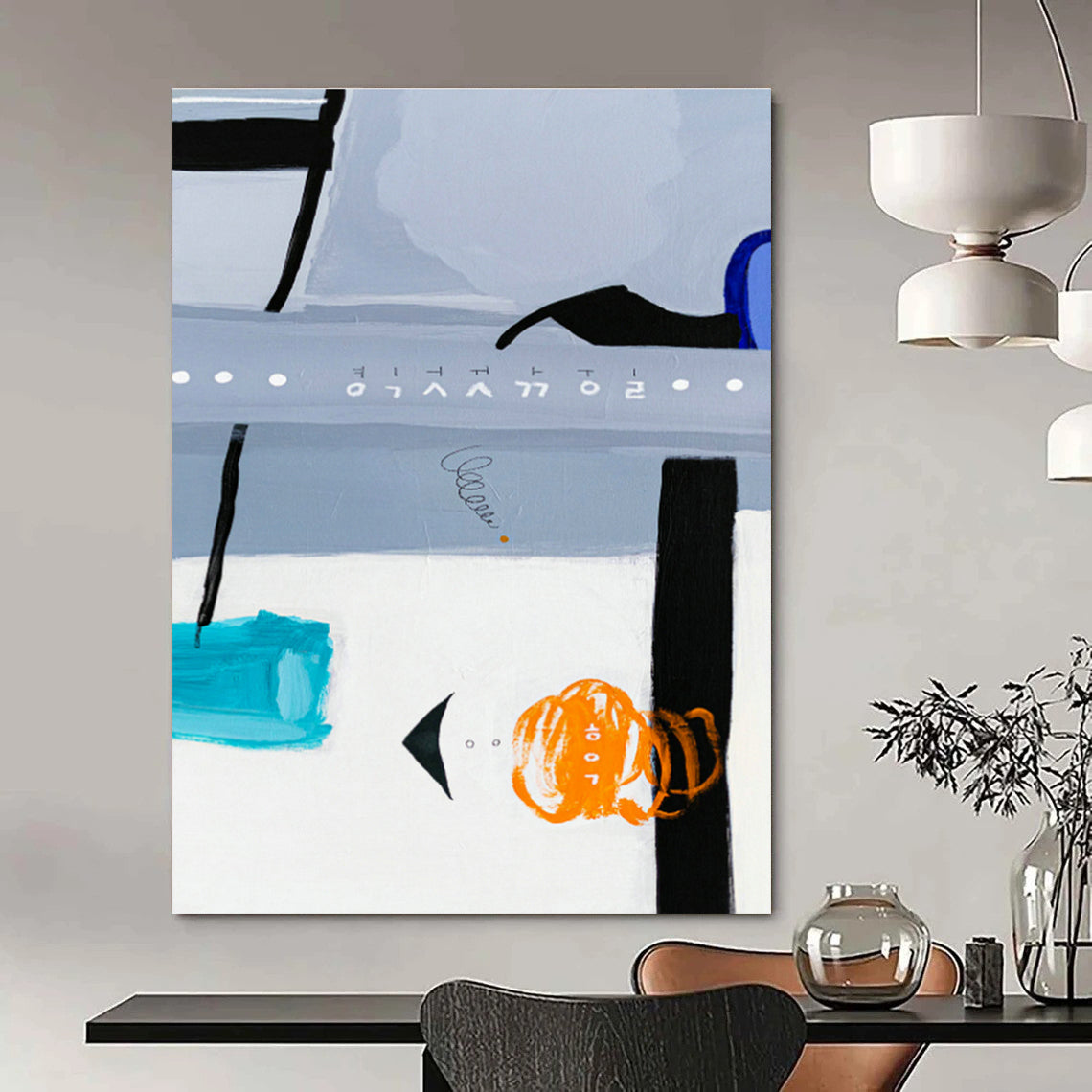Light Blue - Gray Abstract Art for Minimalist Office & Home Library DLZ1106
