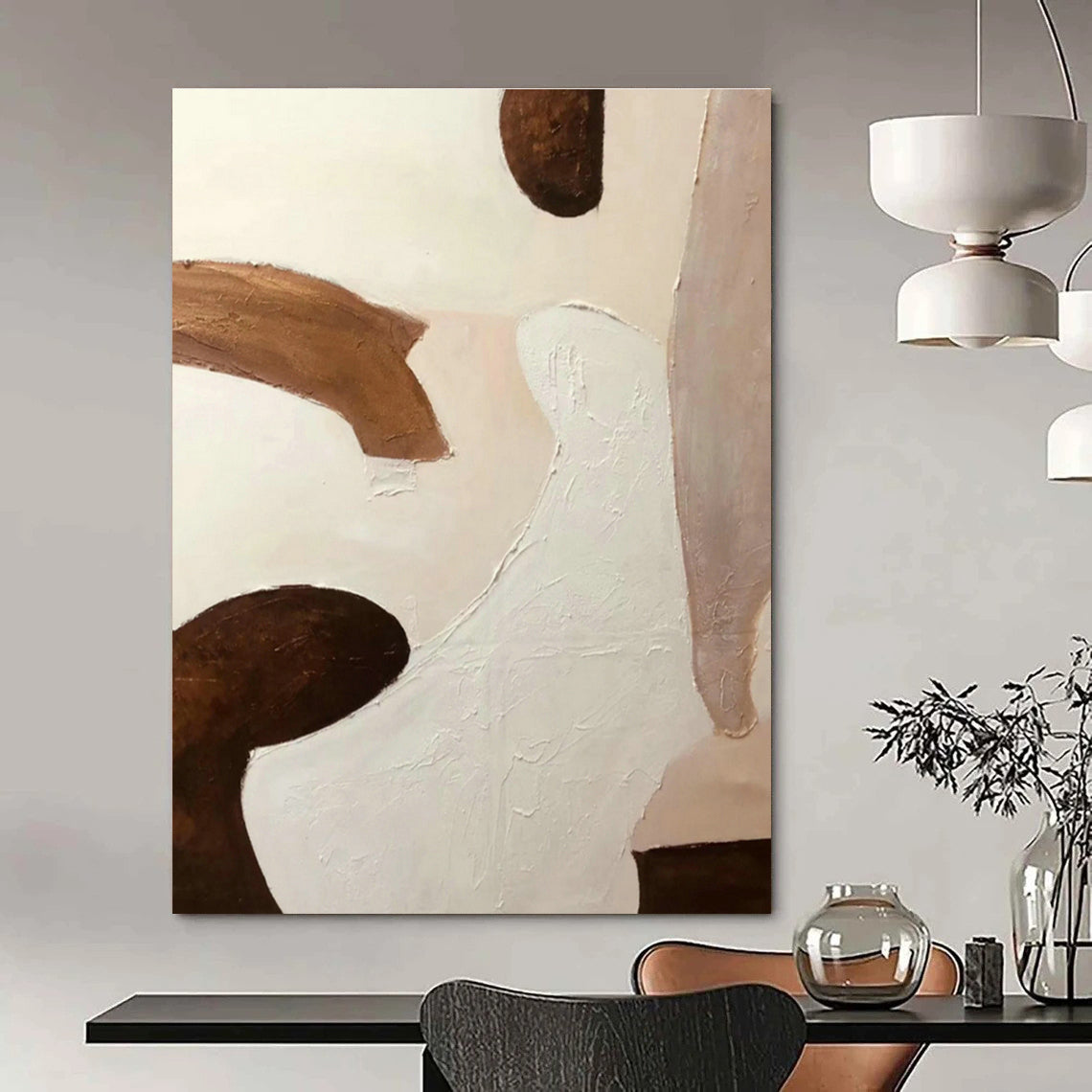 Brown - White Abstract Art for Bohemian Bedroom & Art Gallery Corner DLZ1171