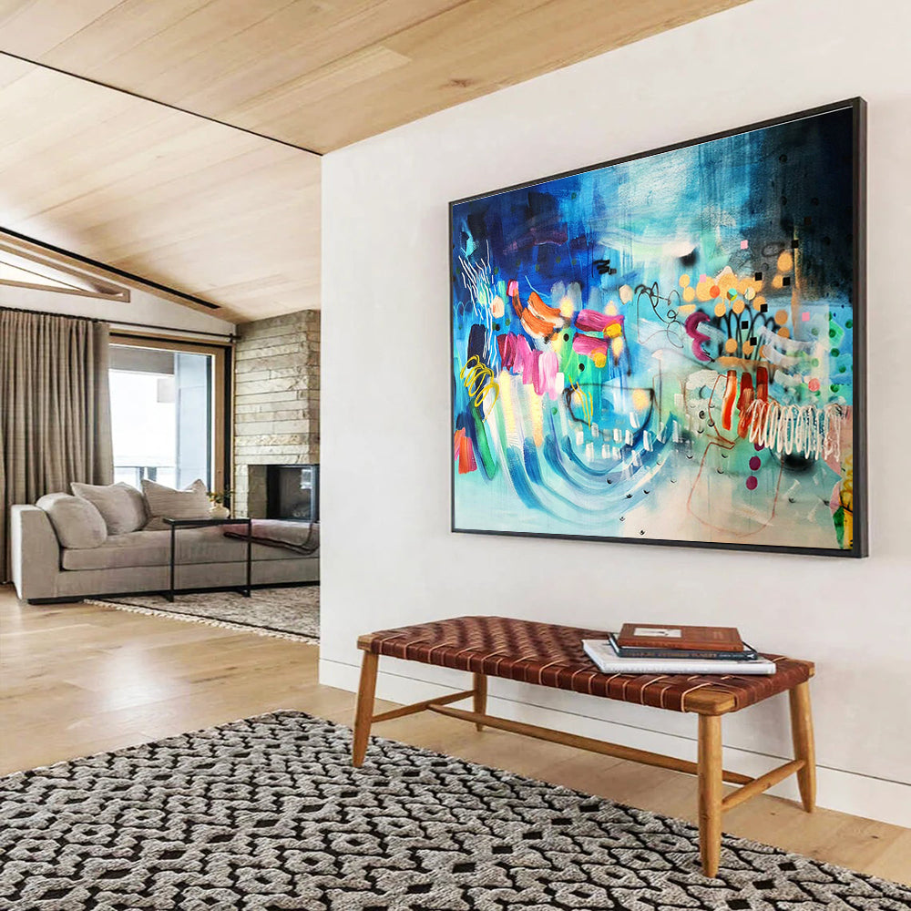 Blue - Tone Colorful Abstract Art for Coastal - Themed Restaurants DLZ2448