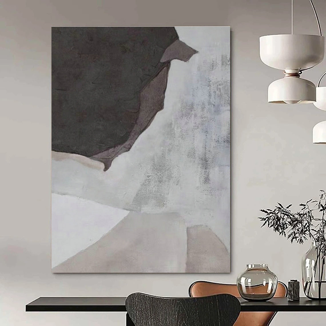Gray - Brown Abstract Art for Modern Office Conference Room & Home Study DLZ1189
