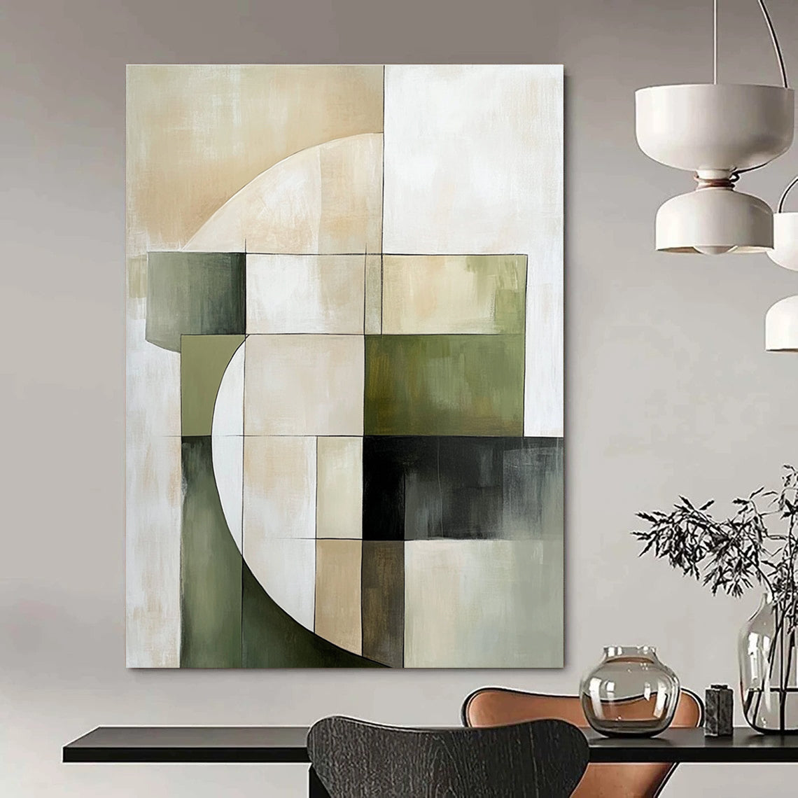 Geometric Neutral Tones for Minimalist Living Room & Modern Office STSC430