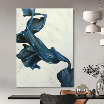Blue - White Ribbon Abstract Art for Living Room & Bedroom DLZ0539
