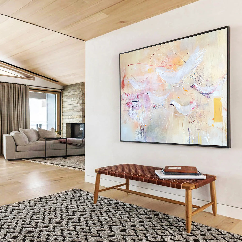 White Birds in Flight Art for Nursery & Spiritual Retreat SC385