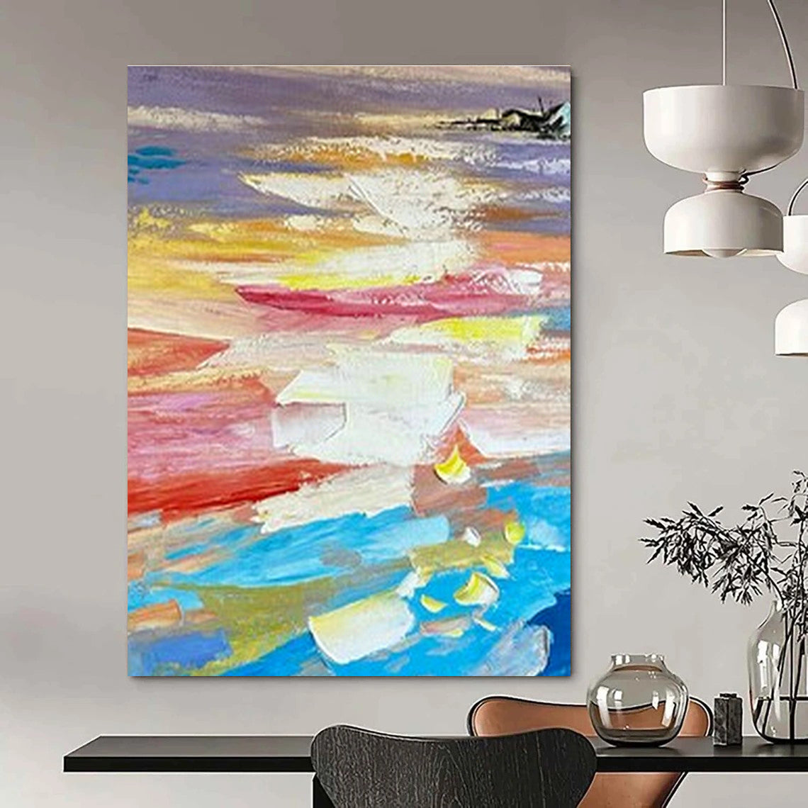 Vivid Seaside Abstract Painting for Beachfront Resort Lounge & Nautical - Themed Home Office DLZ1601
