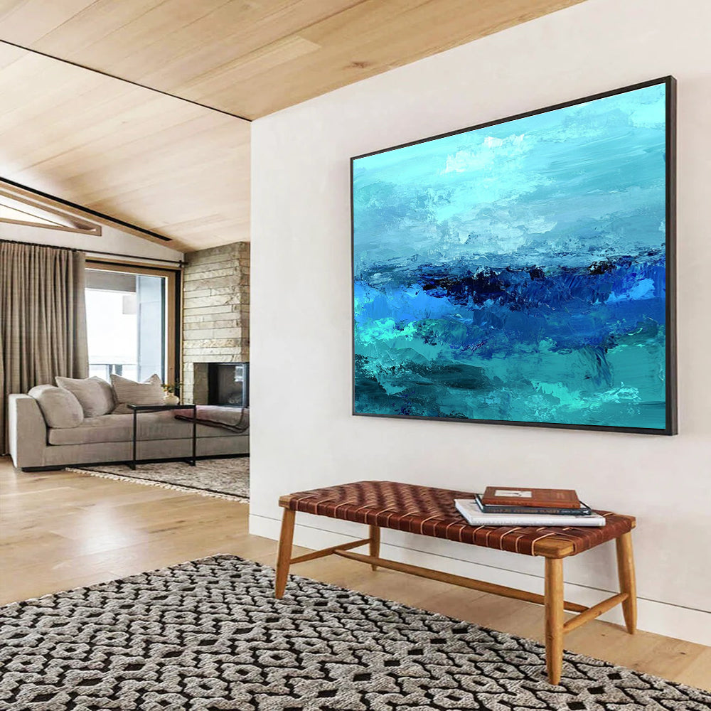 Turquoise Sea Abstract Art for Coastal Spa & Beachfront Villa SC035