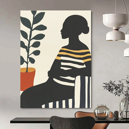Silhouette with Plant for Mid - Century Modern Home & Urban Jungle Café STSC537