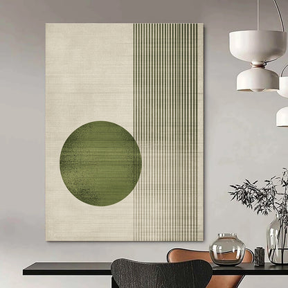 Green Circle and Stripes Art for Japanese - Inspired Home Decor & Nature - Themed Yoga Studio STSC1328