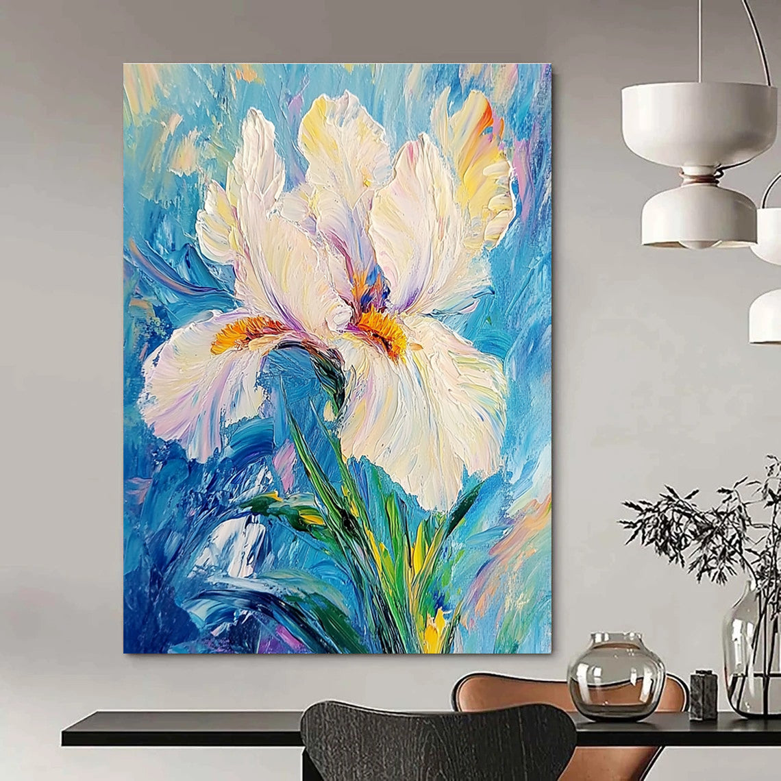 White Iris Flower Art for Florist Shop & Relaxing Spa STSC1384
