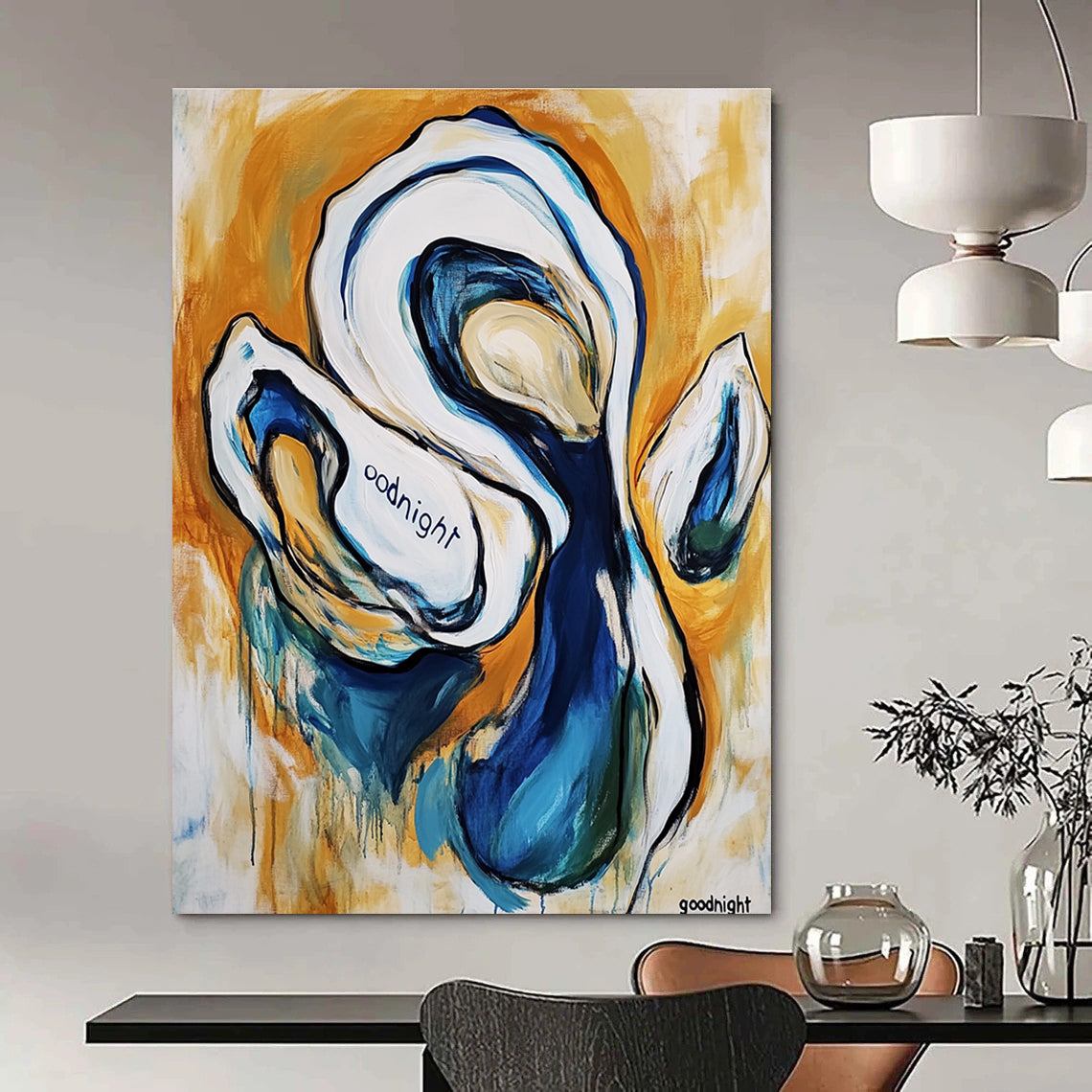 Playful Oyster Abstract for Seafood Restaurant & Coastal Living Room STSC272