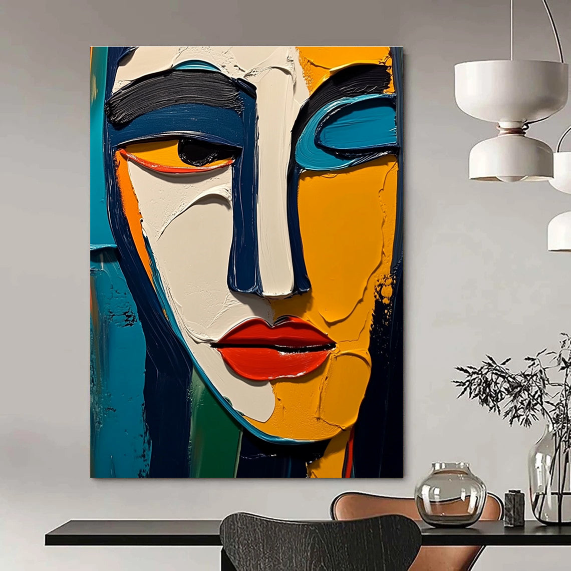 Cubist - Style Face Painting for Modern Art Studio & Avant - Garde Boutique STSC557