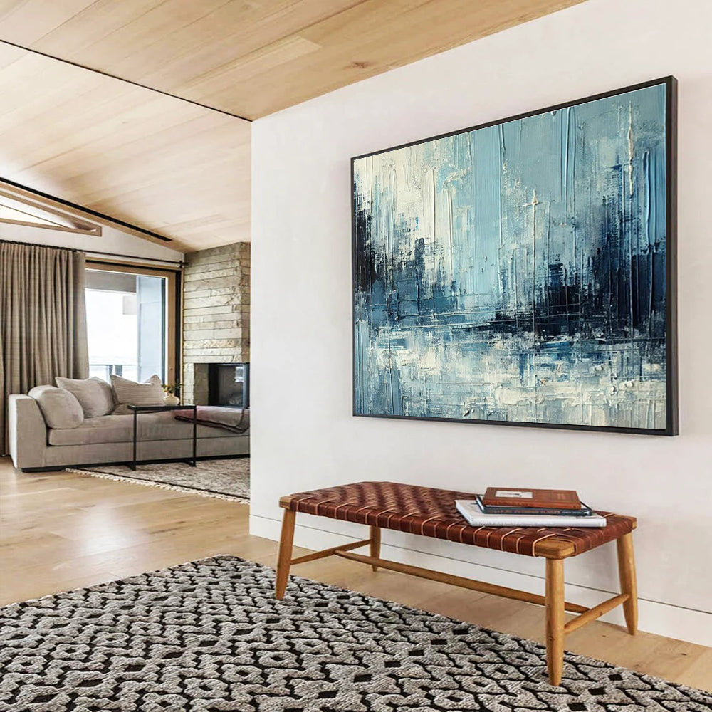 Blue - Grey Urban Abstract Art for Industrial - Style Loft DLZ2751