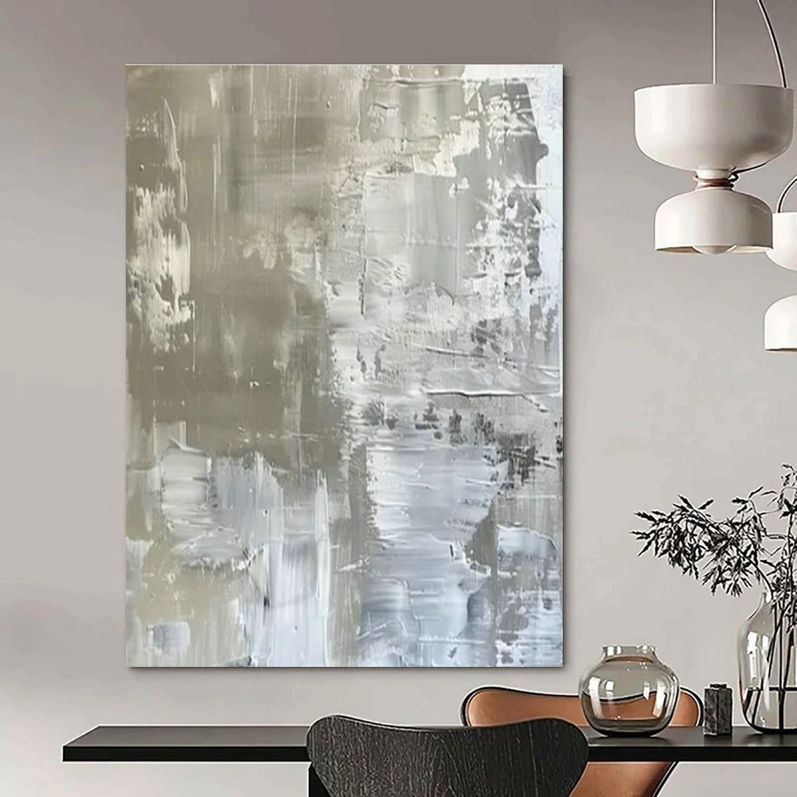 Silver - Gray Abstract Art for Minimalist Home & Modern Art Gallery DLZ1738