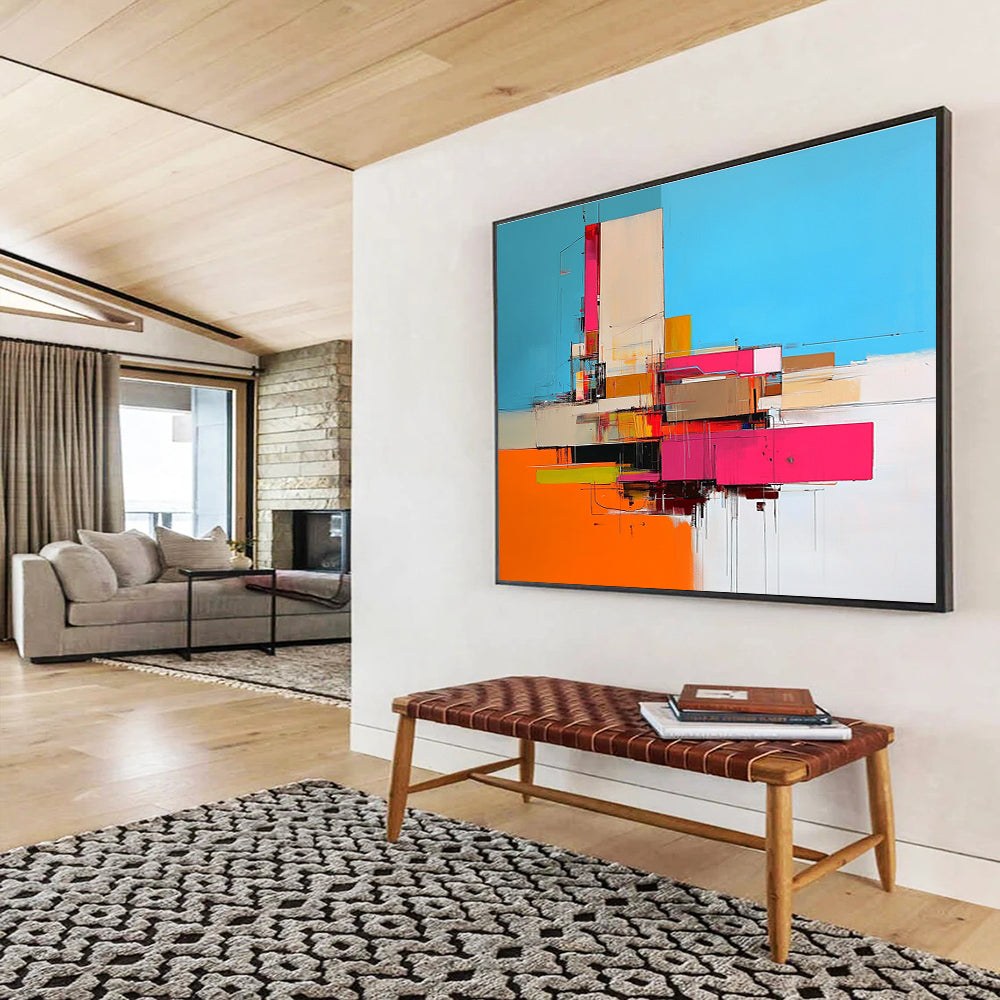 Colorful Architectural Abstract Art for Modern City Loft & Design - Focused Office SC159