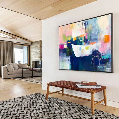 Abstract Boat Scene Art for Nautical - Themed Restaurant & Coastal Home SC306
