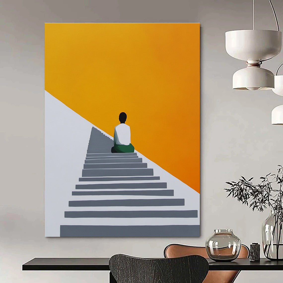 Meditating Figure on Stairs for Wellness Center & Modern 禅意 Study STSC1155