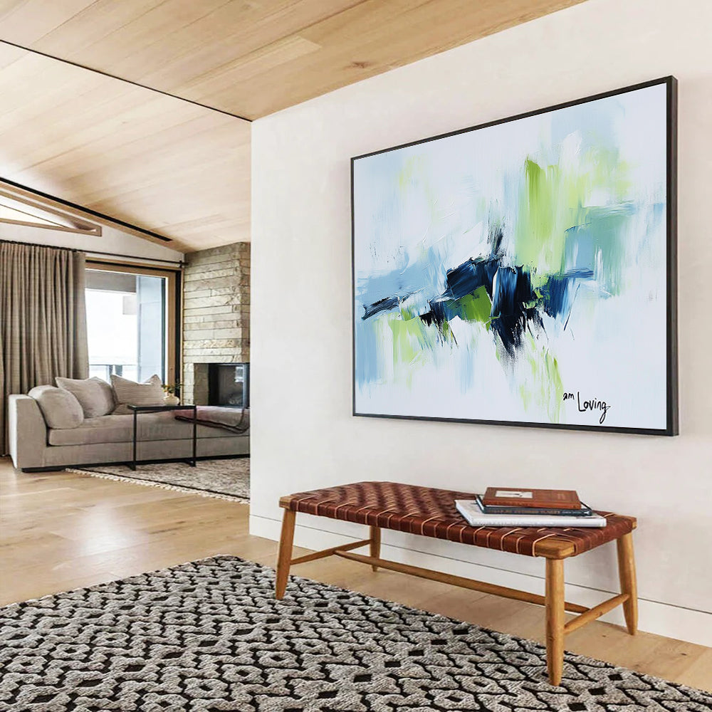 Blue and Green Abstract Art for Coastal Home Office & Nature - Inspired Living Room SC214